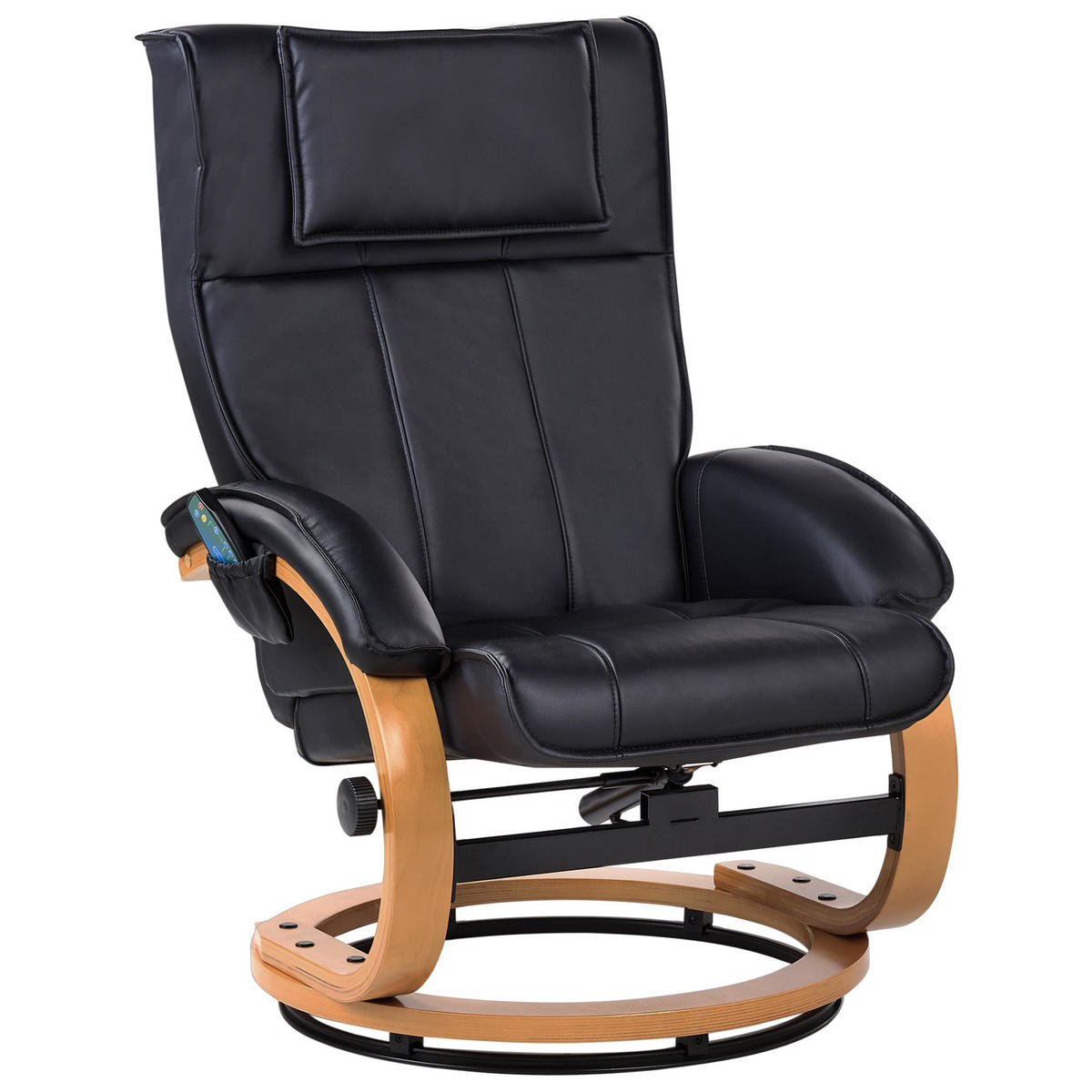 MASSAGESTUHL mit Fußstütze Kunstleder Schwarz Majestic - Schwarz, Kunststoff (68/98/82cm) - Beliani