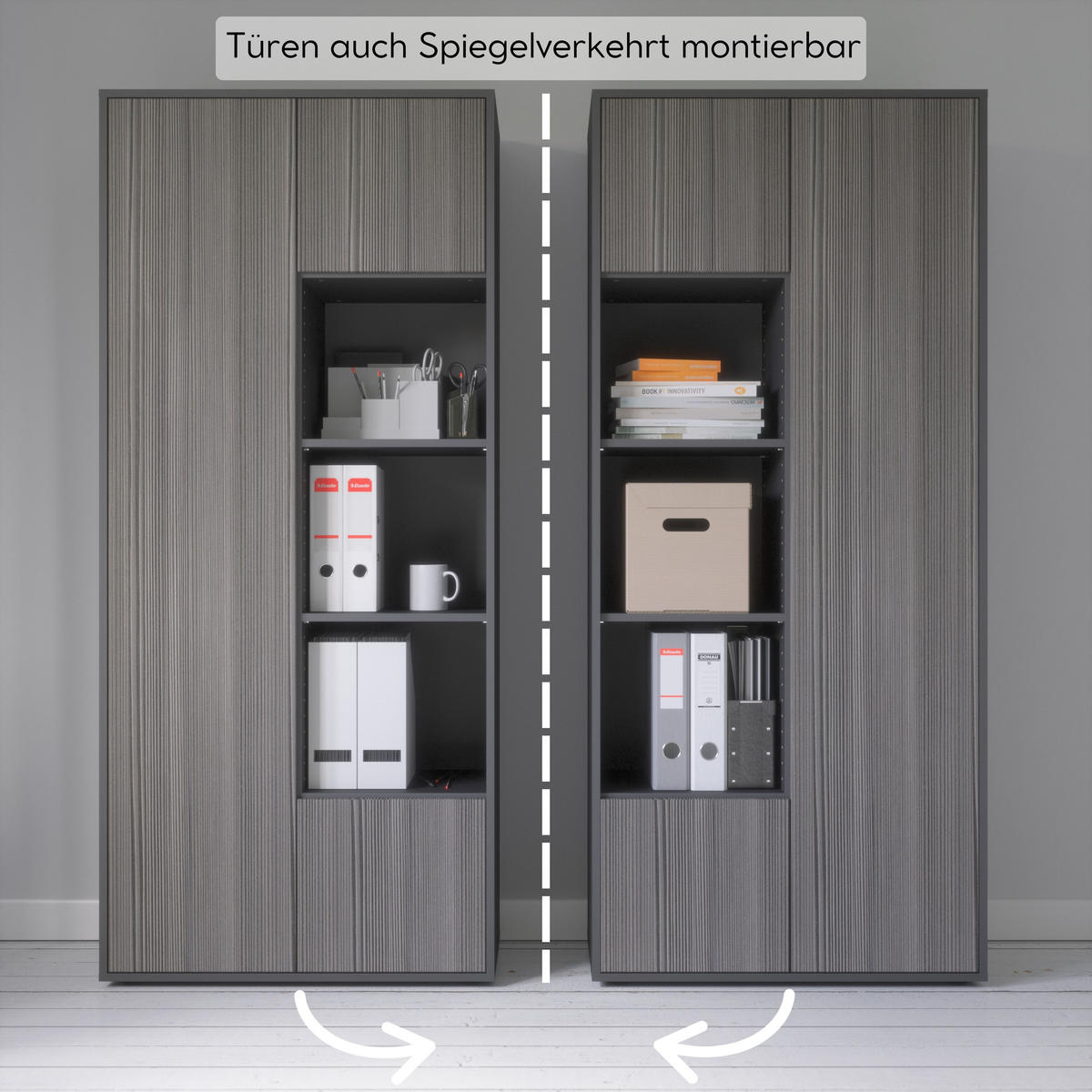 AKTENSCHRANK Amira T30 Avola Anthrazit 180/80/40 cm - Anthrazit, Holzwerkstoff (80/180/40cm) - SIMPLYFURN