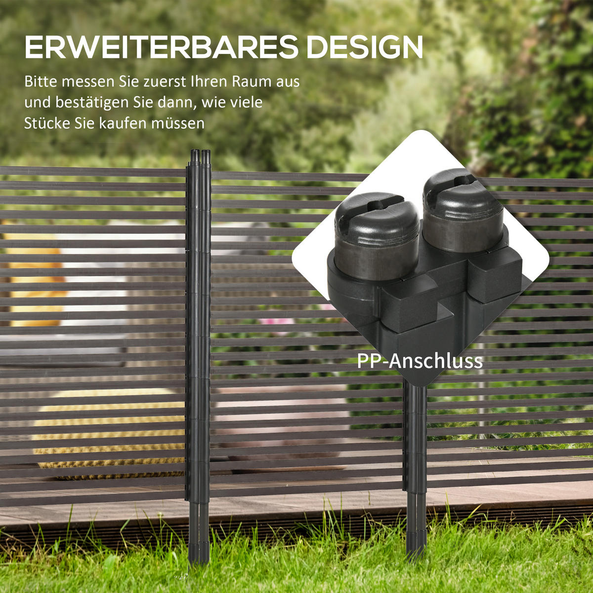 GARTENZAUN, Stahl mit PE-Beschichtung, Braun - Braun, Kunststoff/Metall (22/150cm) - Outsunny