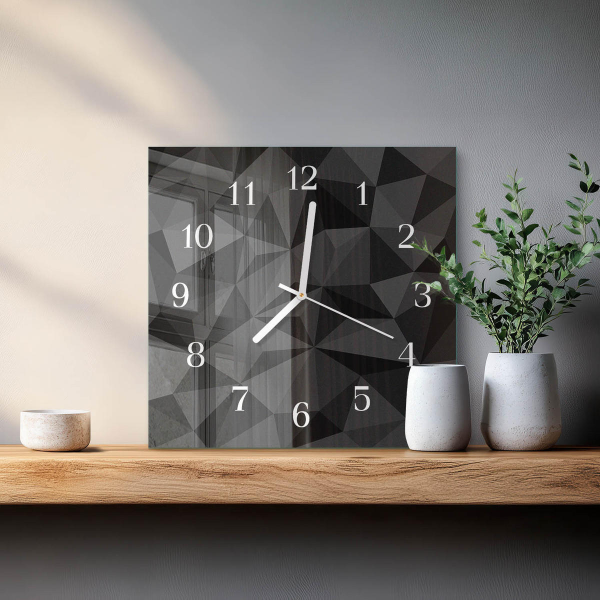 WANDUHR 30x30 cm - 3D-Muster - Schwarz, Glas (30/30/0.4cm) - TULUP