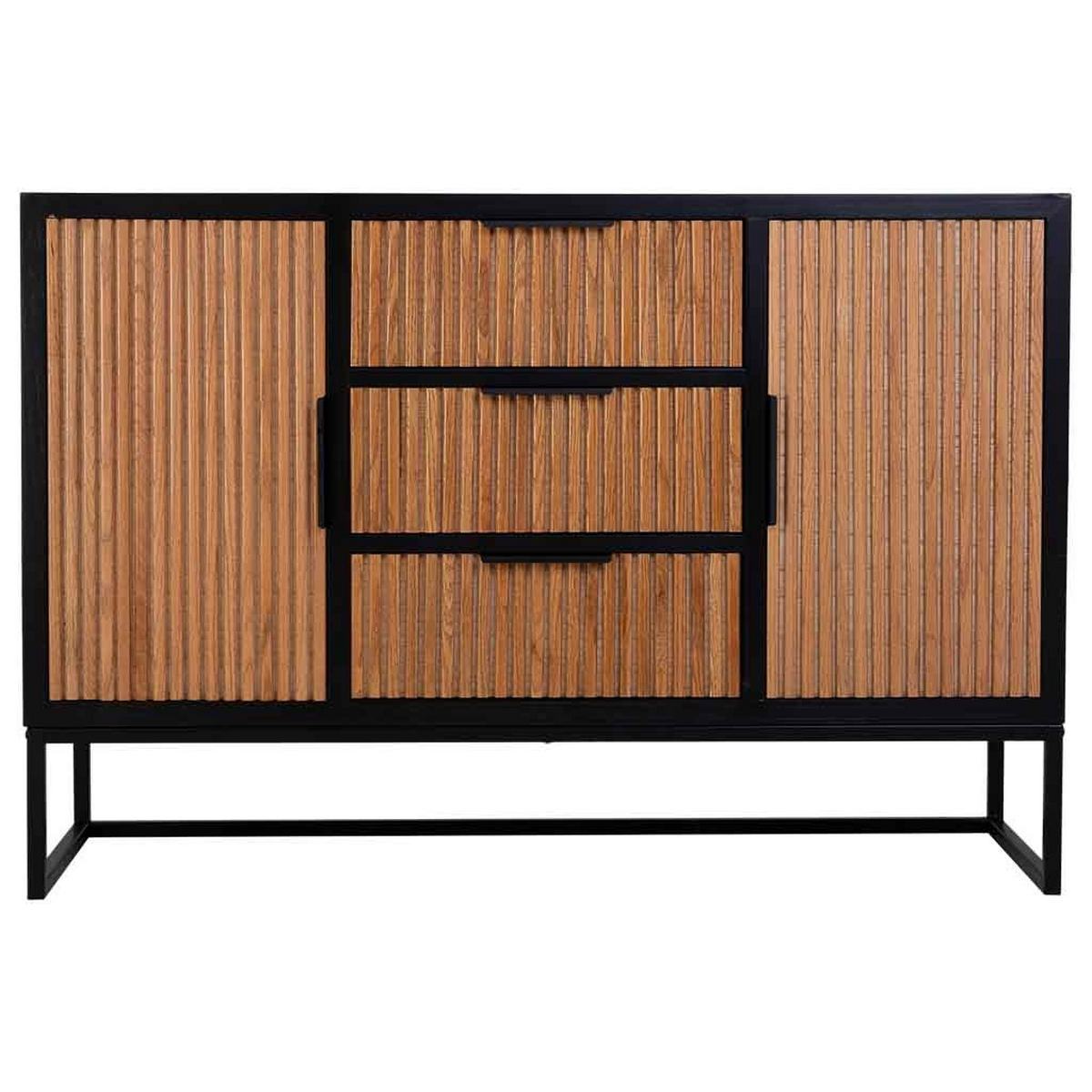 SIDEBOARD mit 3 schubladen und 2 türen aus holz und metall 120x40x81 cm - Braun, Holz (120/81/40cm) - Wanderlust