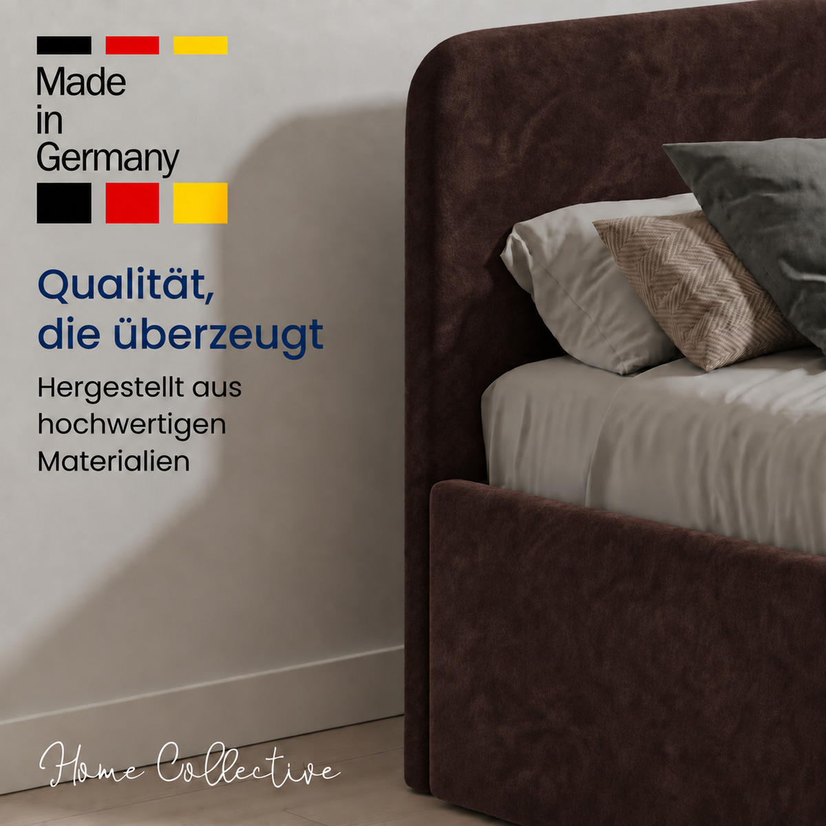 POLSTERBETT 200x200 cm Microvelours in Dunkelbraun - Dunkelbraun, Textil (200/200cm) - Home Collective