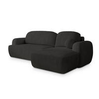 ECKSOFA MODENZA P R-S Schwarz Kordstoff mit Schlaffunktion - Schwarz, Holz (266/148cm) - MASSENO