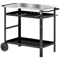 GRILLWAGEN 3-Etagen - Schwarz, Metall (52/80/100cm) - Outsunny