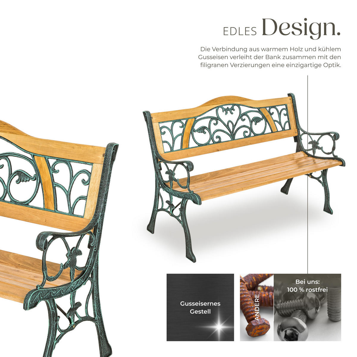 GARTENBANK Kathi,124 x 60 x 83 cm,braun - Braun, Holz (60/38/124cm) - tectake