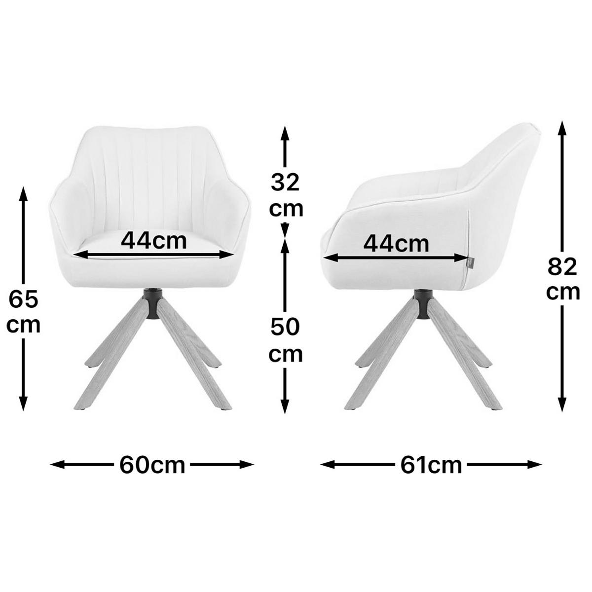 ARMLEHNSTUHL Mika-Luis 2er-Set - Honigeiche/Creme, Eichenholz/Holz (60/82/61cm) - DUBI Möbel