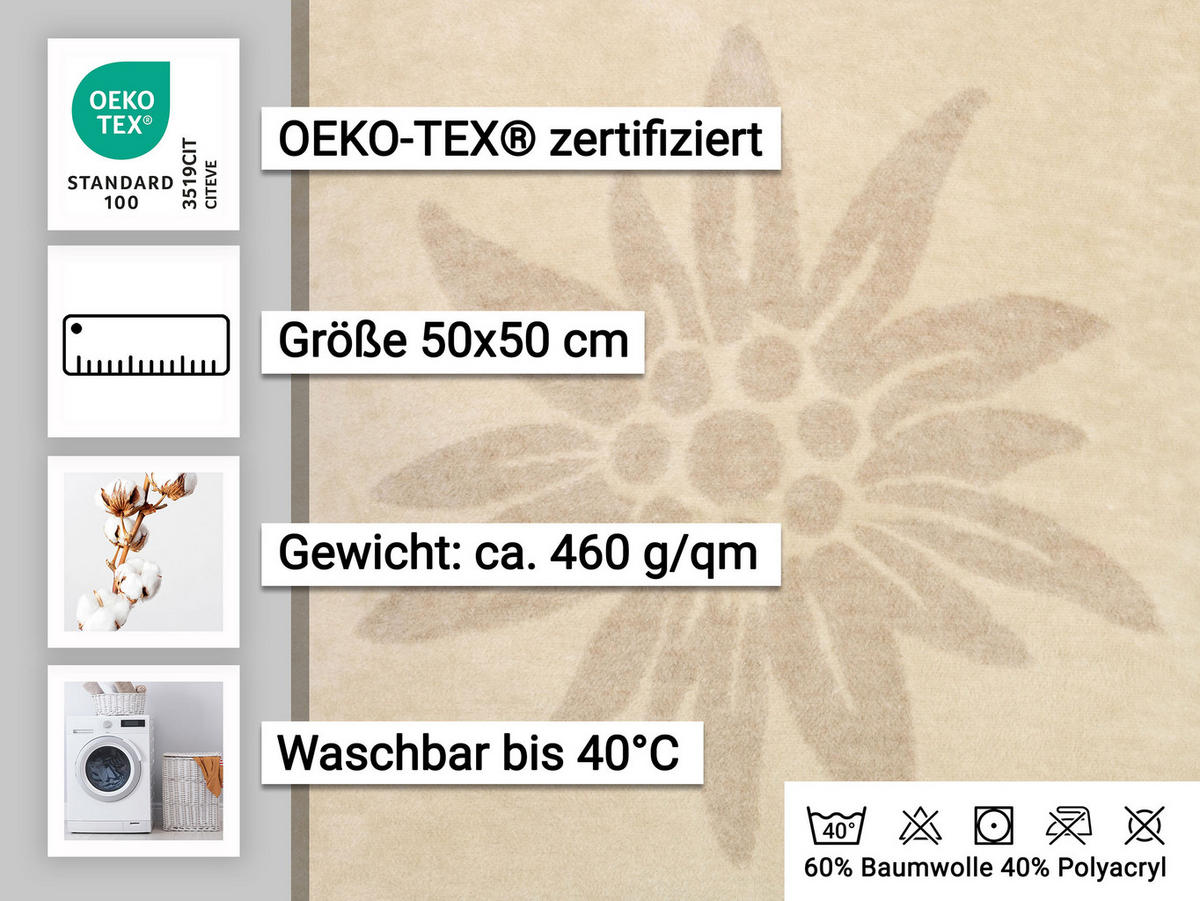 KISSENBEZUG, 2er-Set, 60% Baumwolle, 40% Polyacryl, Braun - Creme, Naturmaterialien (50/50cm) - Zollner