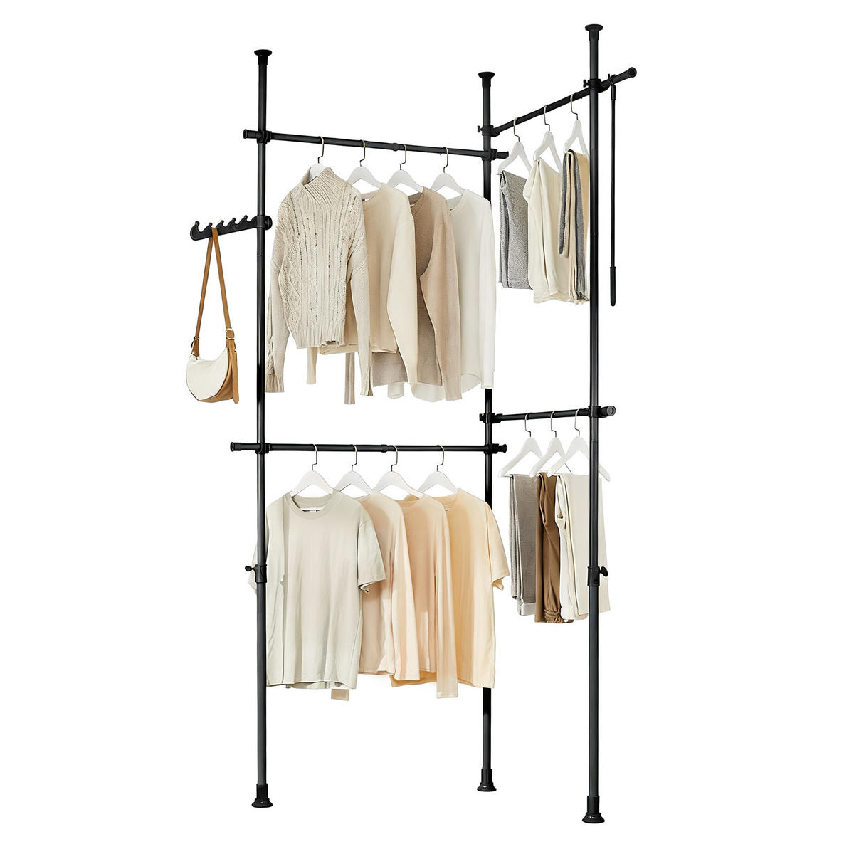 TELESKOP GARDEROBEN SYSTEM Schwarz - Schwarz, Kunststoff (226/285/3cm) - SoBuy