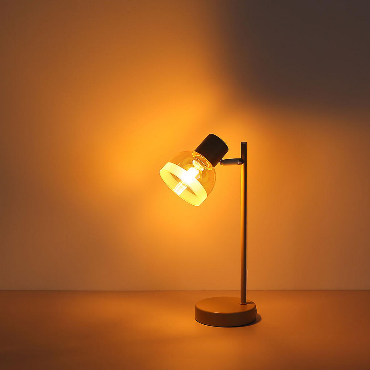 TISCHLEUCHTE KAIRO, Metall, Glas, Sandfarben, amber - Bernsteinfarben, Glas (14.5/12/35cm) - Globo Lighting