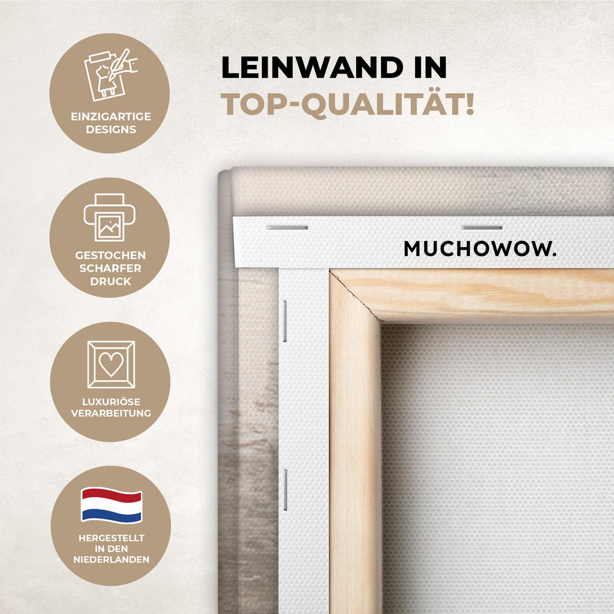 LEINWANDBILD Moderne Kunst - Abstrakt - Beige 150x100 cm - Beige, Textil (150/100cm) - MuchoWow