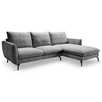 SOFA grau Webstoff 259 x 167 cm, Ecksofa 5-Sitzer, L-Sofa Ottomane rechts - Schwarz/Grau, Holz/Textil (259/167cm) - Inn.Furn