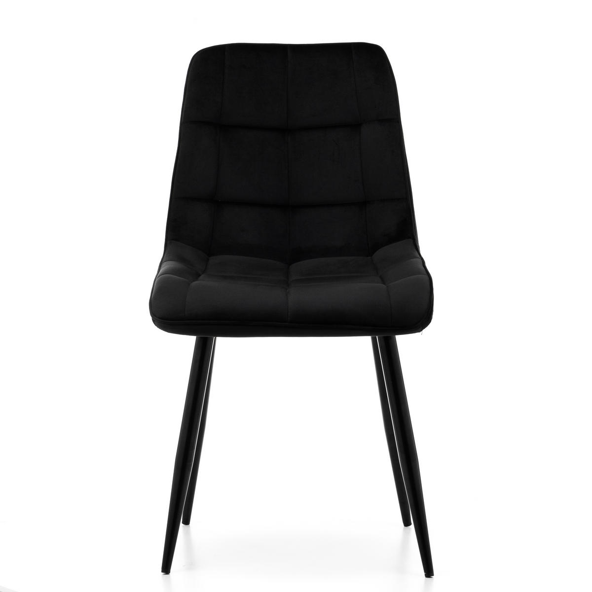 STUHL CHIC gespolsterter mit Steppung - schwarz - Samt Velours - Schwarz, Metall (50/88/47cm) - NEW HOME