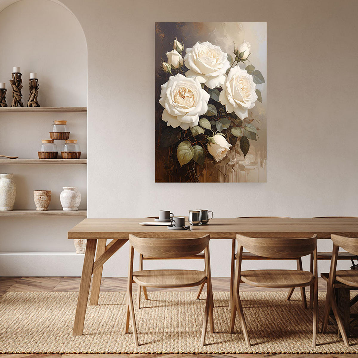 LEINWANDBILD Blumen 70x100cm - Beige, Textil (70/100cm) - Feeby