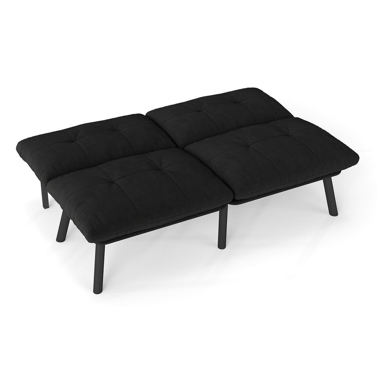 2-SITZER SCHLAFSOFA Samt Schwarz klappbar - Schwarz, Textil/Metall (160/78/81cm) - WISHDOR