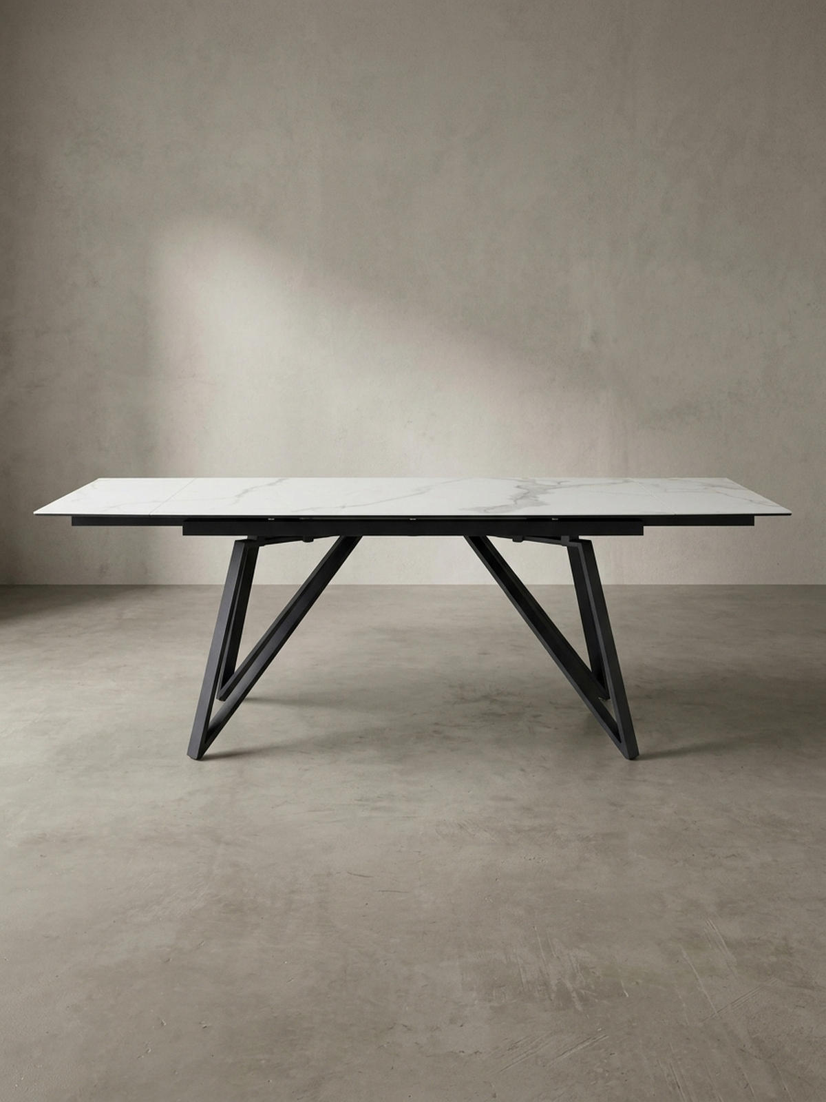 ESSTISCH Ausziehbar Keramik Glas Marmoroptik Rechteckig Groß, Weiß 180x95x76 cm - Schwarz/Weiß, Keramik/Metall (95/180/76cm) - KADIMA DESIGN