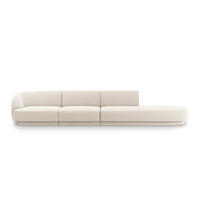 RECHTES-SOFA Miley aus Samt leichtes beige 4 Sitzplätze - Beige, Textil (90/70/323cm) - Micadoni