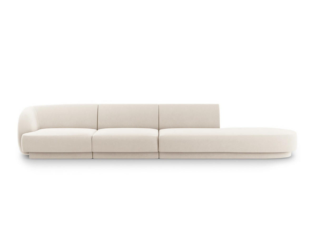 RECHTES-SOFA Miley aus Samt leichtes beige 4 Sitzplätze - Beige, Textil (90/70/323cm) - Micadoni