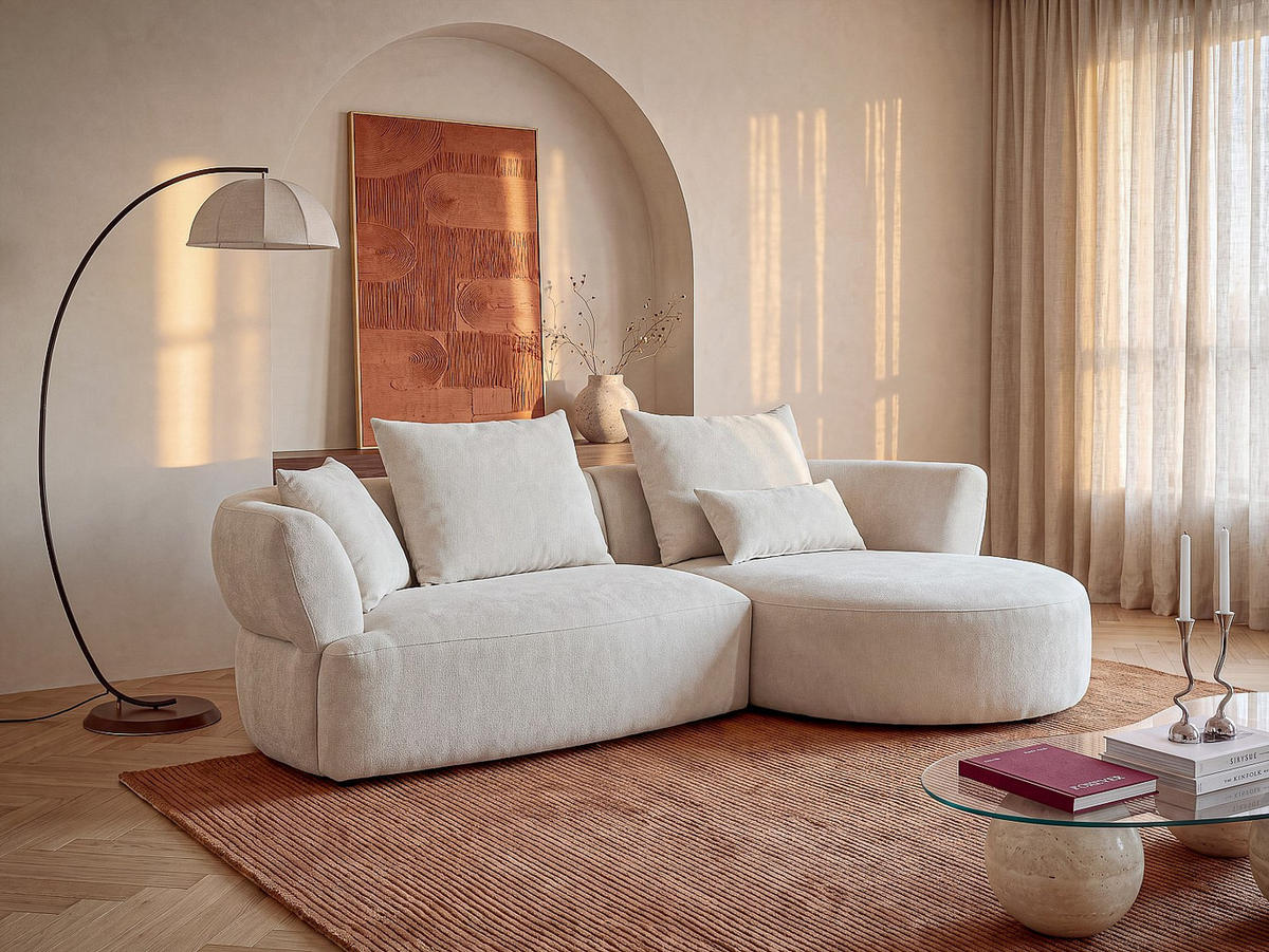 SOFA - 5 Personen - stoff - beige Cusava - Beige, Kunststoff/Textil (280/86/160cm) - Vente-Unique