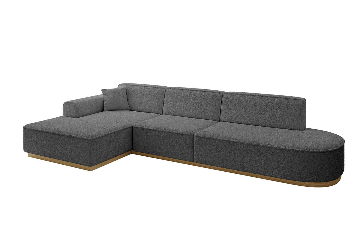 ECKSOFA Ottomane Links IREA-L2-v2 - 327x165x80 cm Grau - Olivgrün, Holzwerkstoff/Textil (327/165cm) - ALTDECOR