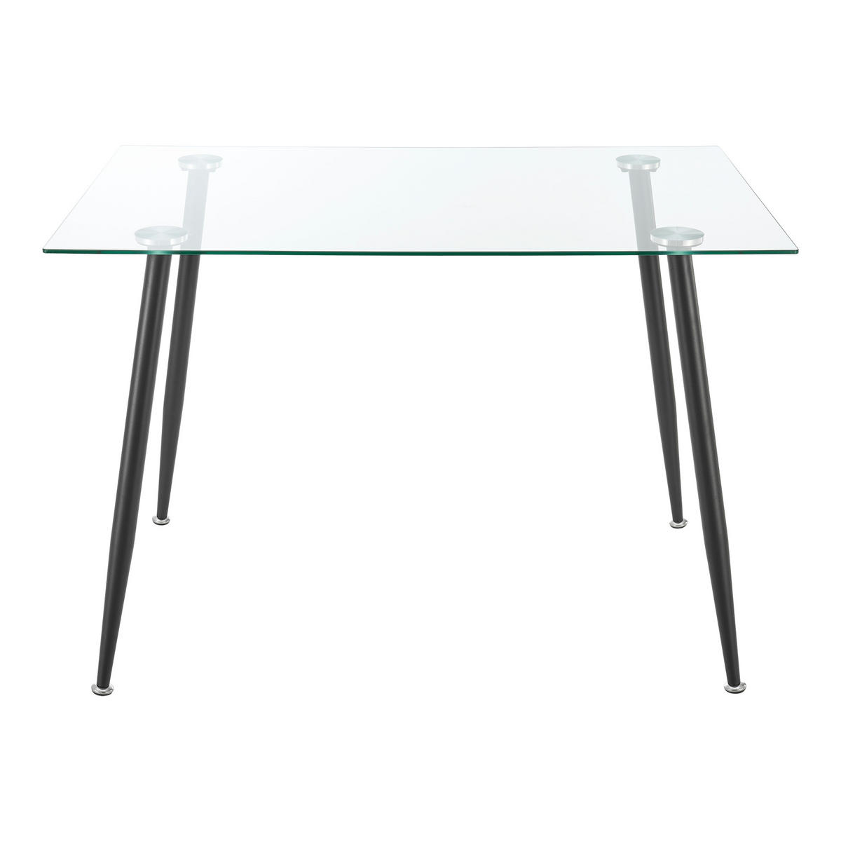 ESSTISCH Hyrynsalmi - Transparent/Schwarz, Glas/Metall (70/110/75cm) - [en.casa]