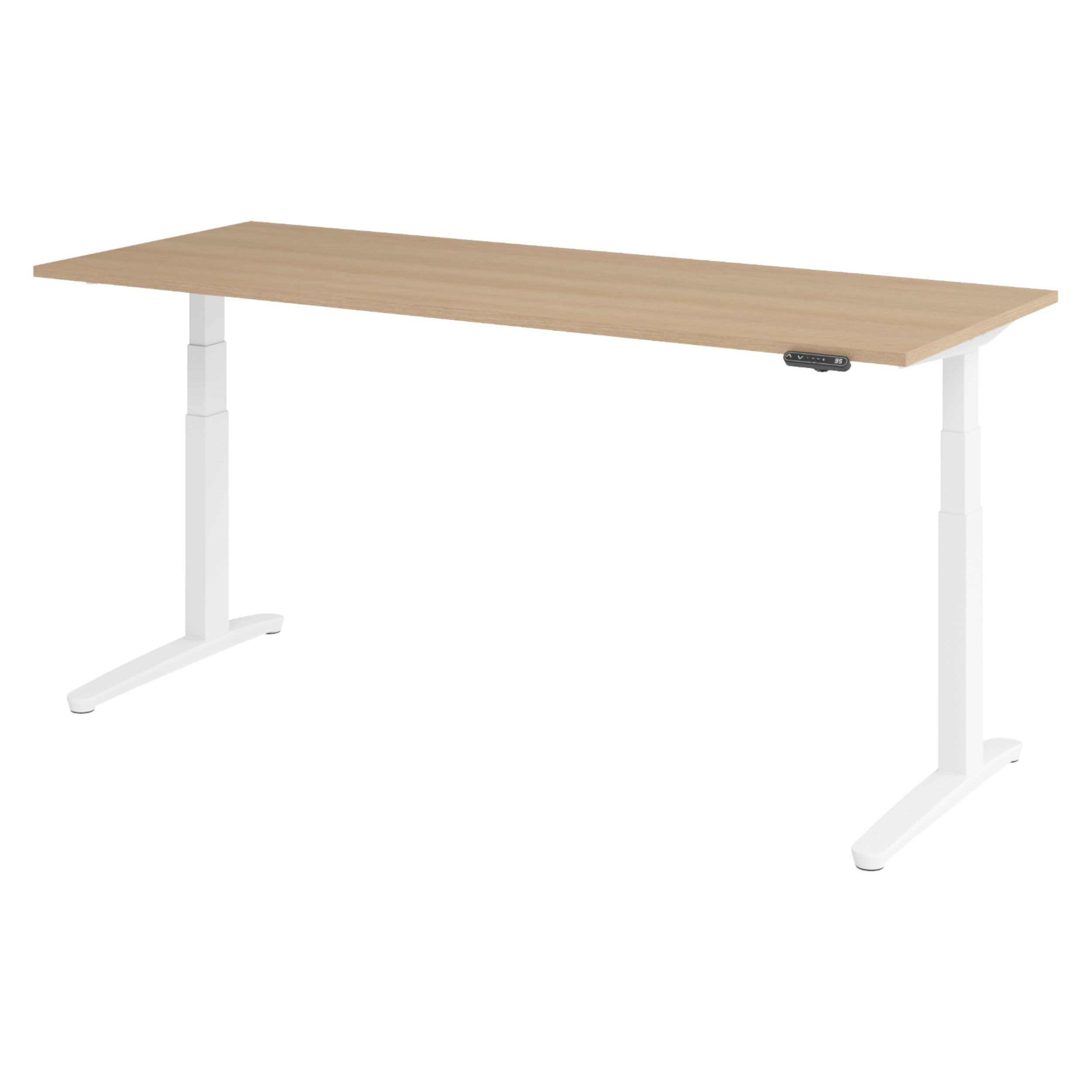 SCHREIBTISCH elektrisch XBHM 80/200/74 cm in Eichefarben/Weiß - Eichefarben/Weiß, Holzwerkstoff (80/200/74cm) - bümö