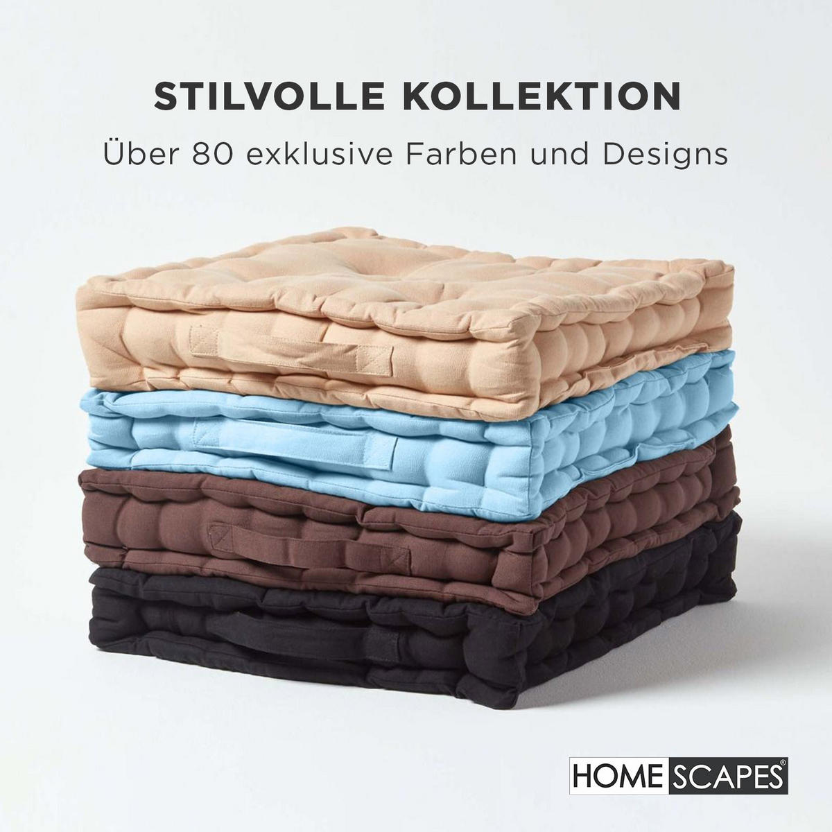 SITZKISSEN hellblau 40/40/8 cm – Bodenkissen unifarben - Hellblau, Textil (40/40/8cm) - Homescapes