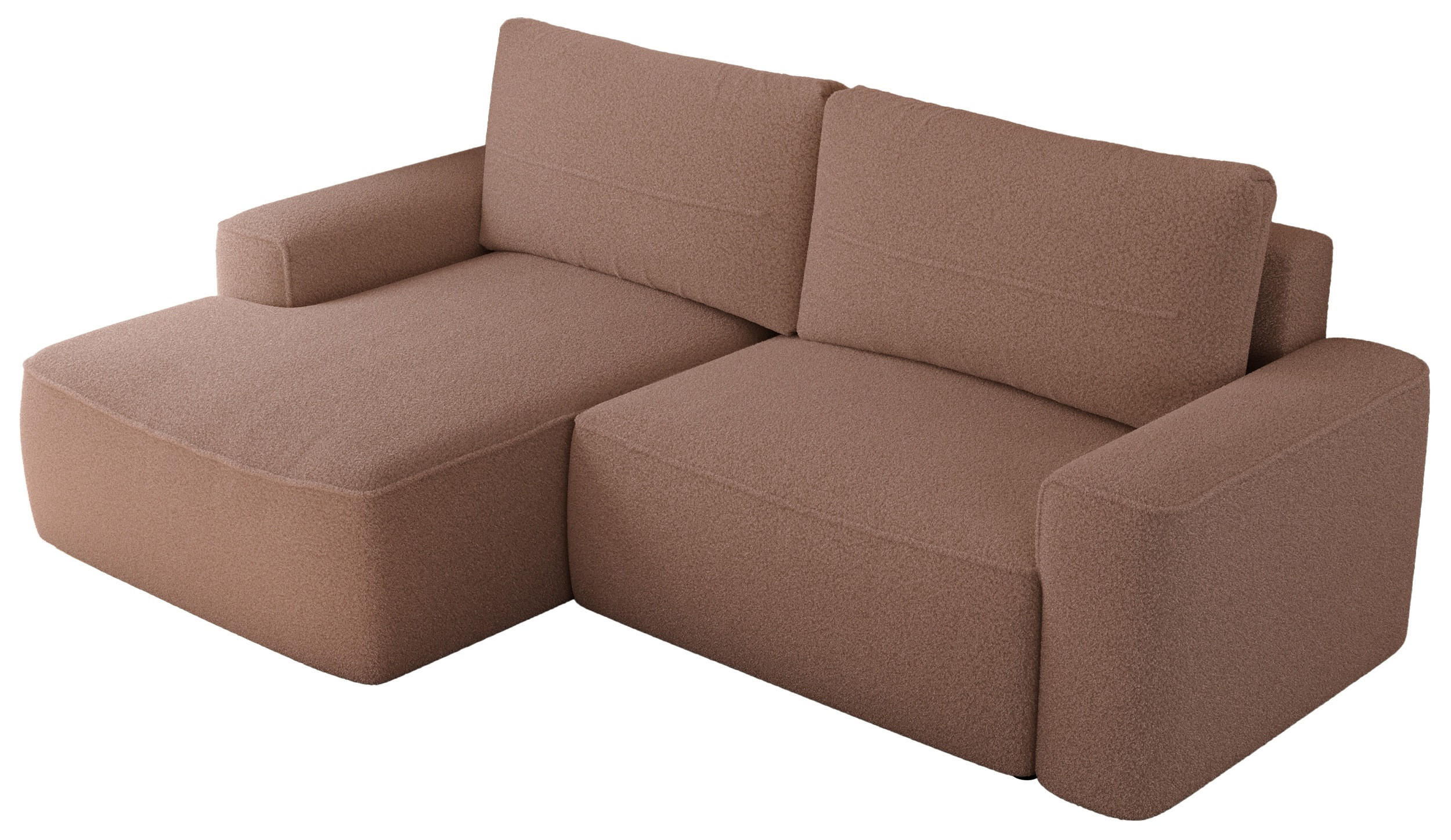 ECKSOFA BELLUNO L Rosa Boucle - Links - Schwarz/Rosa, Textil (144/233cm) - MKS