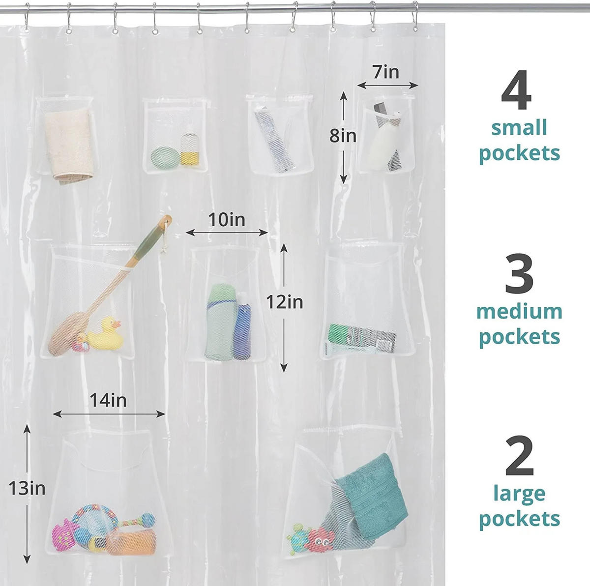 DUSCHVORHANG Badezimmer transparent Weiß wasserdicht Kunststoff EVA 180 x 180 cm - Transparent, Kunststoff (180/180cm) - MCBOSON