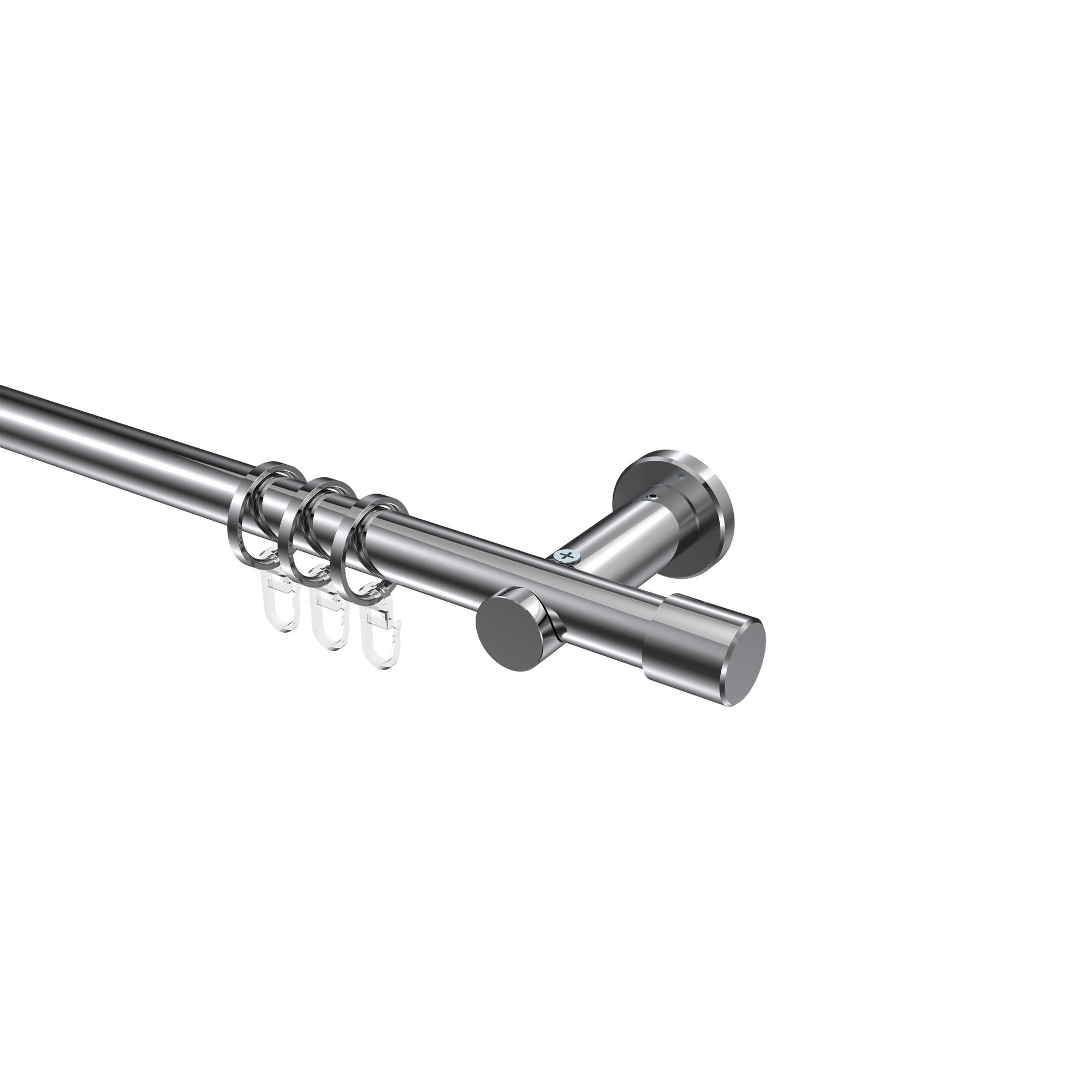 GARDINENSTANGEN-SET Platon Santo 200 cm, 1-läufig, 20 mm Ø Chrom - Chromfarben, Metall (200cm) - INTERDECO