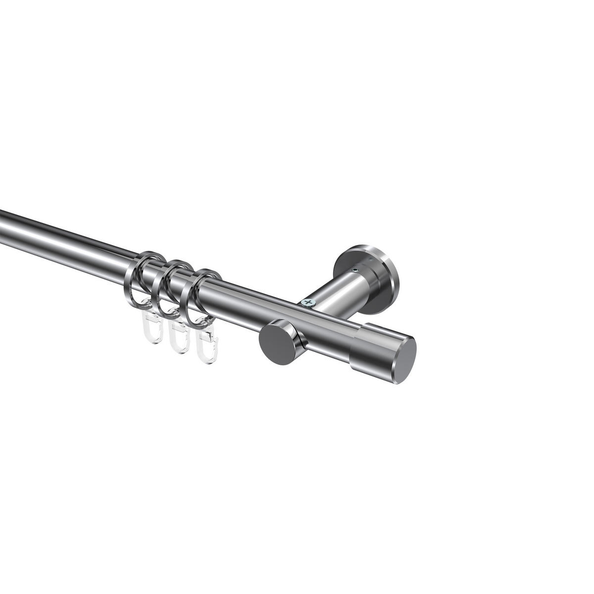 GARDINENSTANGEN-SET Platon Santo 100 cm, 1-läufig, 20 mm Ø Chrom - Chromfarben, Metall (100cm) - INTERDECO