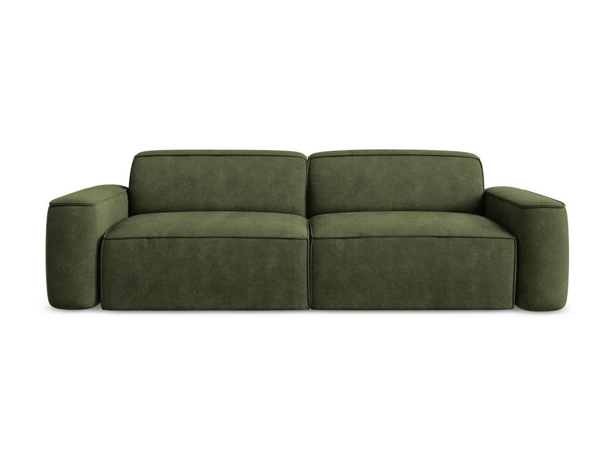 4-SITZER-SOFA Chenille Stoff Grün - Schwarz/Olivgrün, Holzwerkstoff/Kunststoff (244/70/102cm) - LaMiaSofa