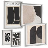 BILDER SET 5er Set - 50x50 cm & 20x30 cm & 40x60 cm Silberner Rahmen - Abstrakte minimalistische Poster - Silberfarben, Kunststoff (40/60cm) - TULUP