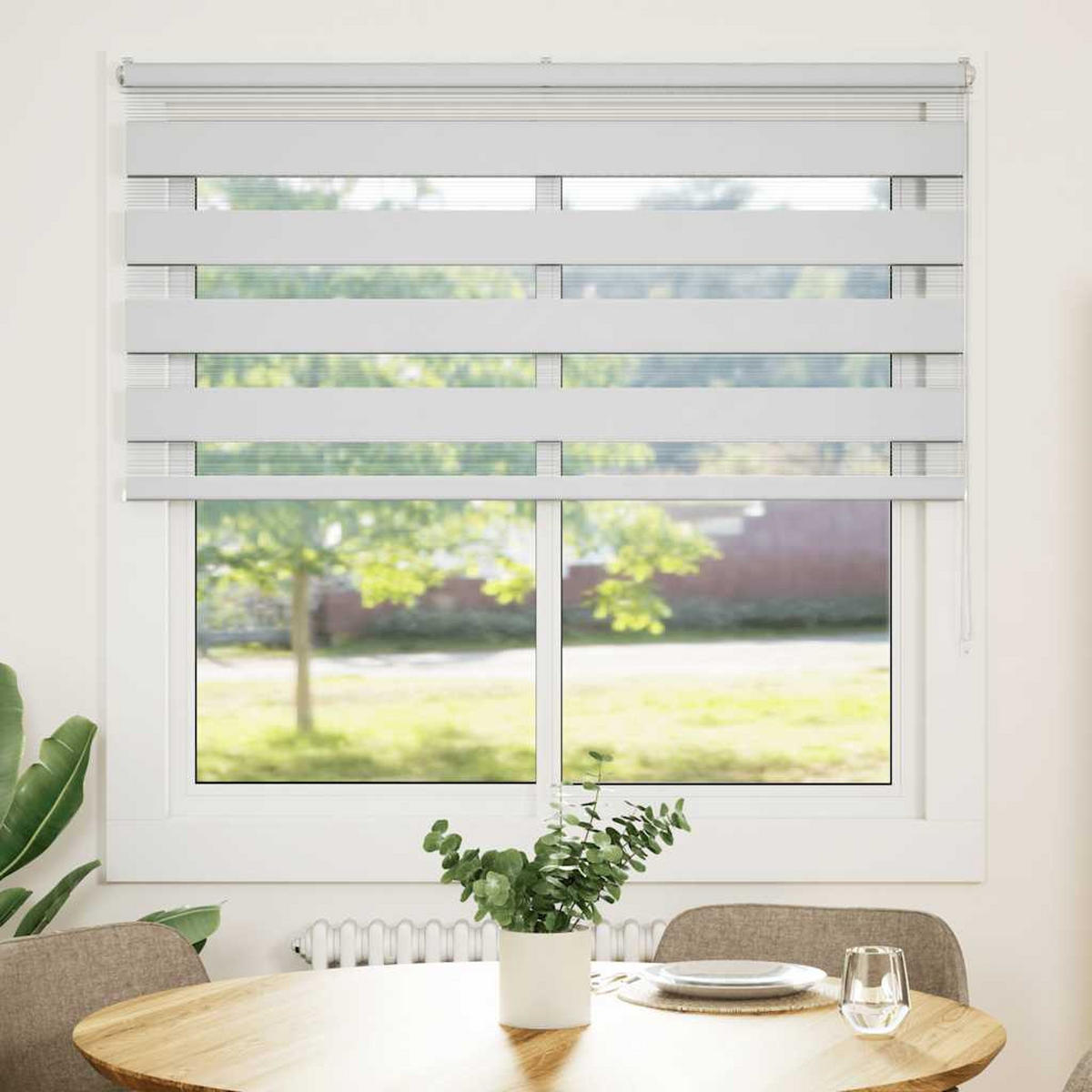 DOPPELROLLO 150/150 cm Stoffbreite 145,9 cm aus Polyester Weiß - Weiß, Textil (150/150cm) - vidaXL