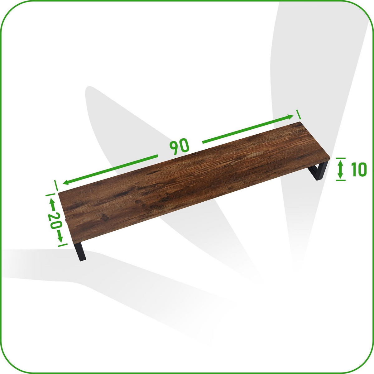 SCHREIBTISCHAUFSATZ Holzoptik Metall Dunkelbraun Schwarz Monitorablage 90x20x10 cm - Dunkelbraun/Schwarz, Holzwerkstoff/Metall (20/90/10cm) - Begryf