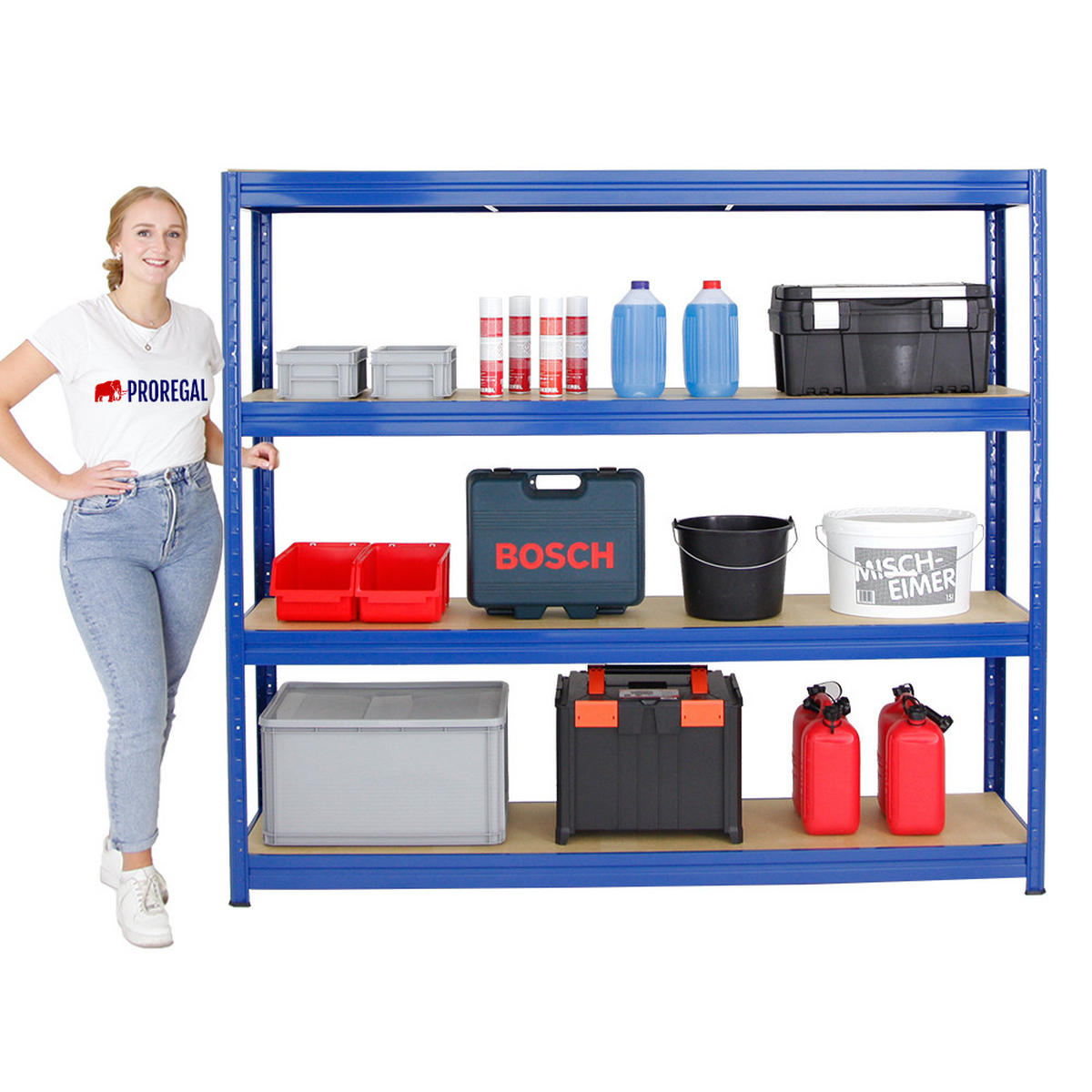 SCHWERLASTREGAL Dino 180x200x45 cm Fachlast 500 kg Blau - Blau, Metall (200/180/45cm) - PROREGAL