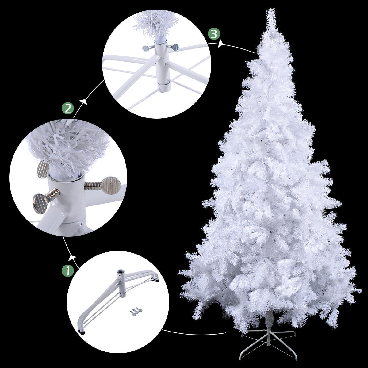 WEIHNACHTSBAUM Weiß - Weiß, Kunststoff (180cm) - COSTWAY