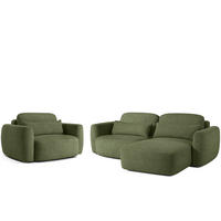 SITZGARNITUR ELOSA - Olivgrün, Holz/Textil (245/85/165cm) - KONSIMO®