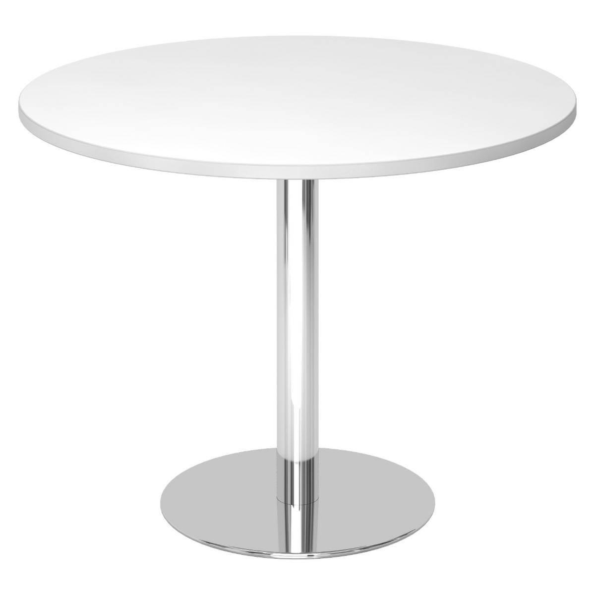PAUSENTISCH groß STF 100/100/74,5 cm in Weiß/Chrom - Chromfarben/Weiß, Holzwerkstoff (100/100/74.5cm) - bümö
