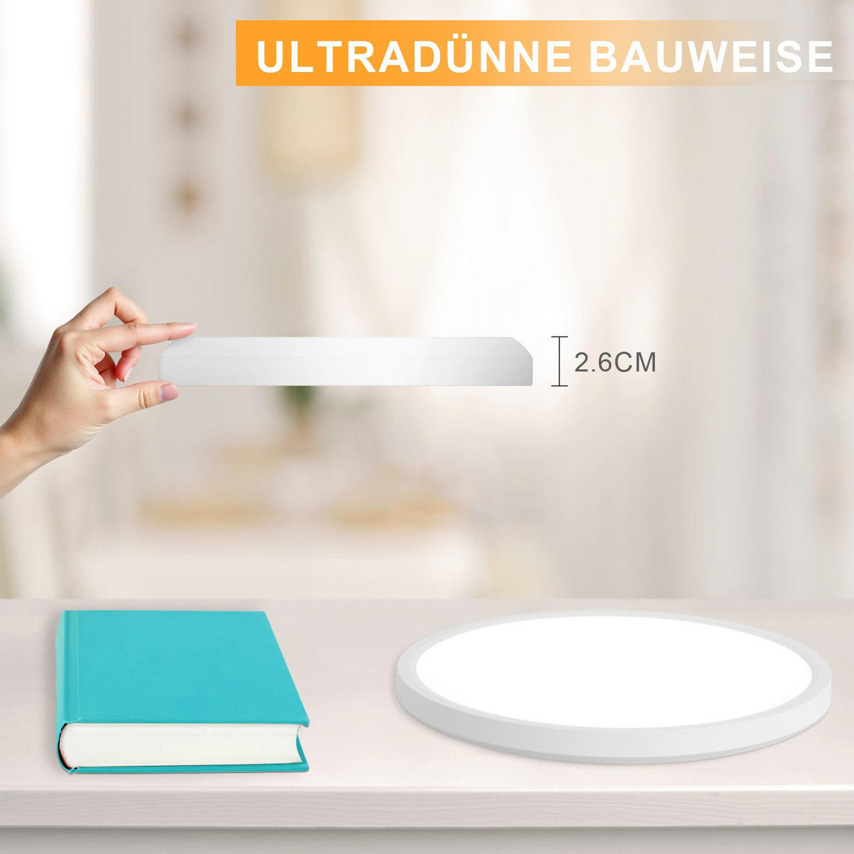 LED-DECKENLEUCHTE Kruger 22/22/2.6cm - Weiß, Kunststoff (22/22/2.6cm) - Nettlife