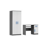 KINDERZIMMER-SET INGE IV 2-teilig in Weiß+Grau/Blau - Blau/Weiß, Holzwerkstoff (190/192/50cm) - Deine Möbel 24