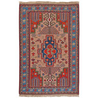 KELIM-TEPPICH handgewebt Sumak Shahsavan Beige 185/125 cm Schurwolle - Beige, Textil (125/185cm) - Looma