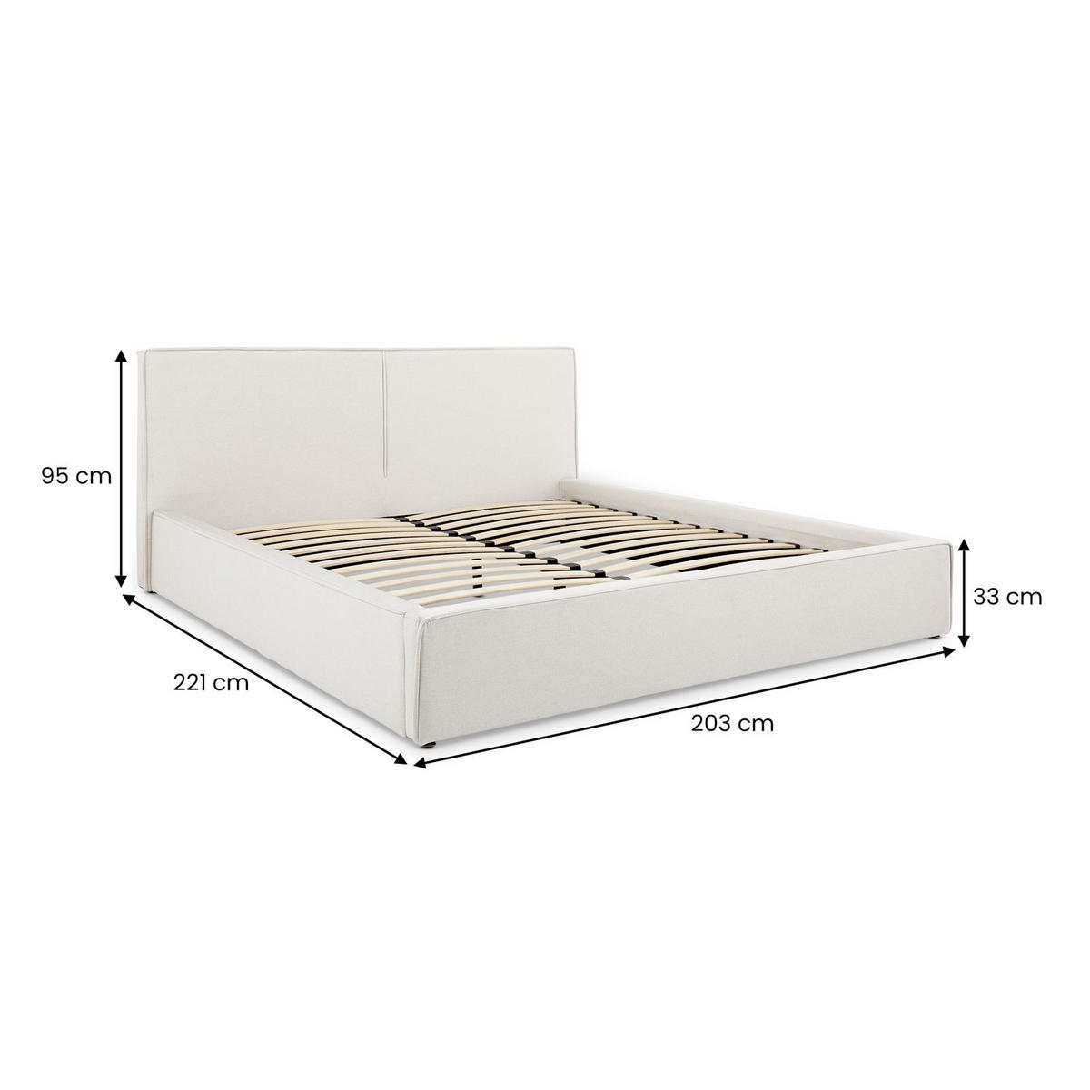 POLSTERBETT CALM 180x200 cm cremeweiß - Creme, Textil (180/200cm) - IDIMEX