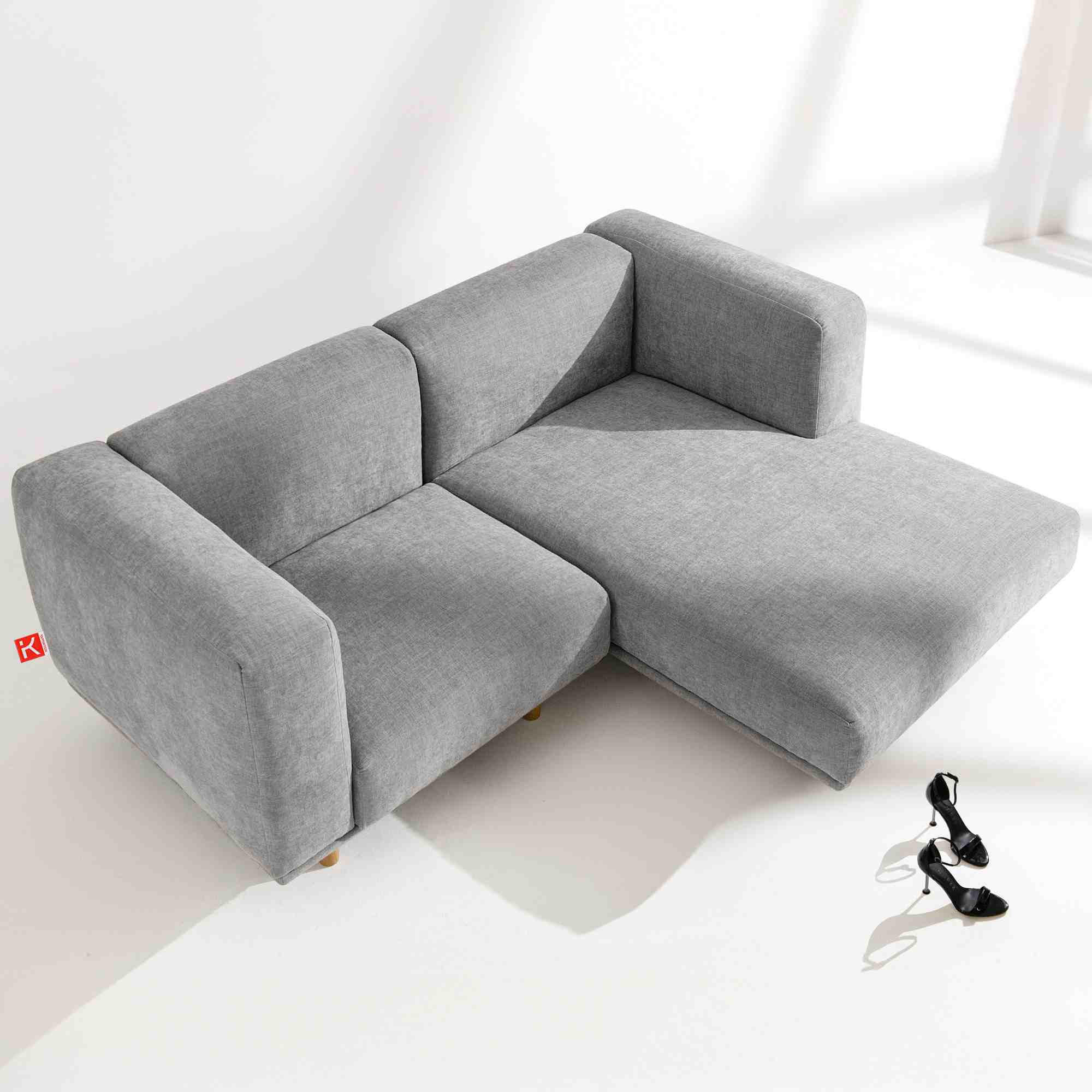 Thumbnail - Konsimo® Ecksofa-Rechts, Hellgrau, Holz, Holzwerkstoff, Textil, L-Form, 204x155 cm, Wohnzimmer, Sofas & Couches, Wohnlan...