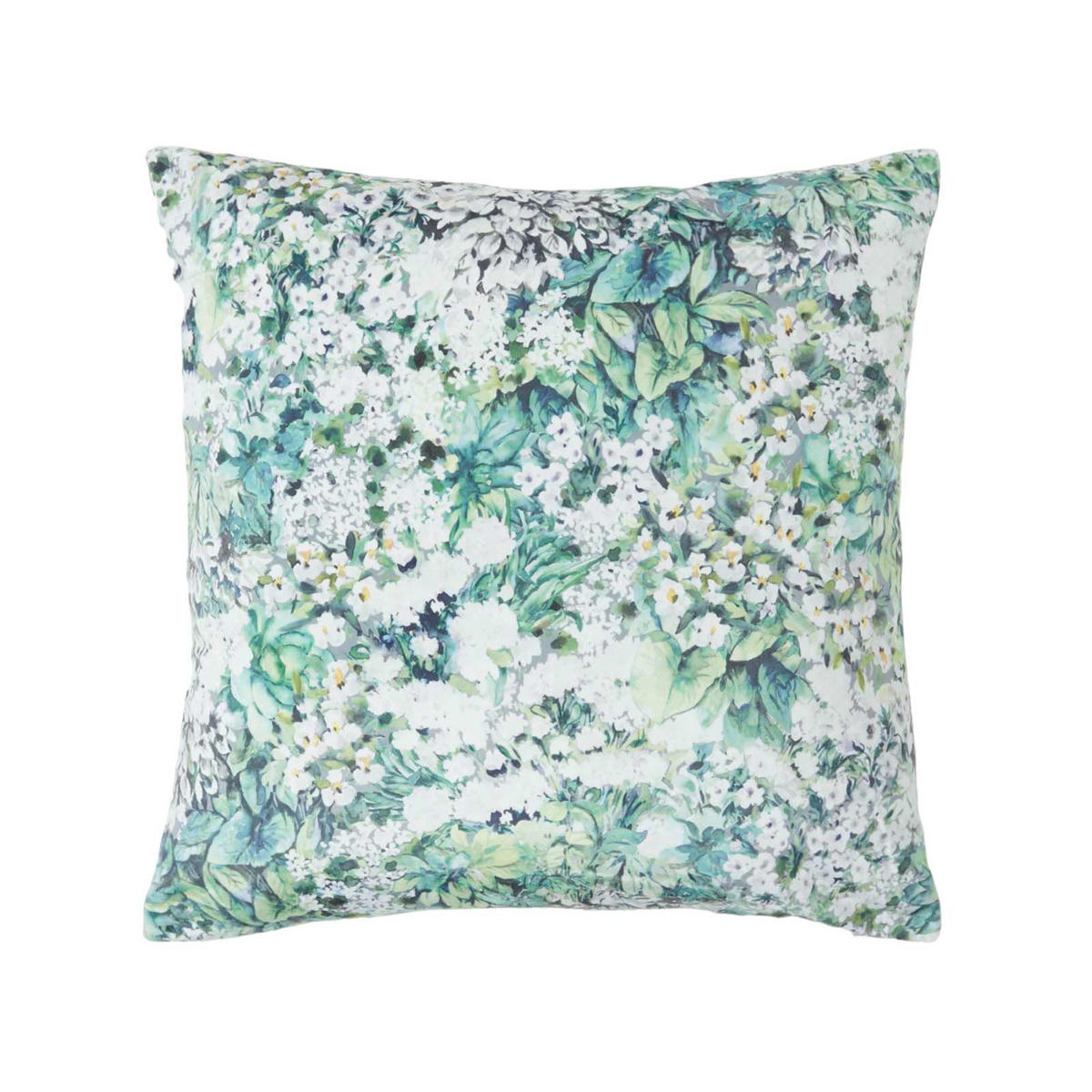 KISSENHÜLLE Floral Garden – Samt grün 46/46 cm - Grün, Textil (46/46cm) - Homescapes