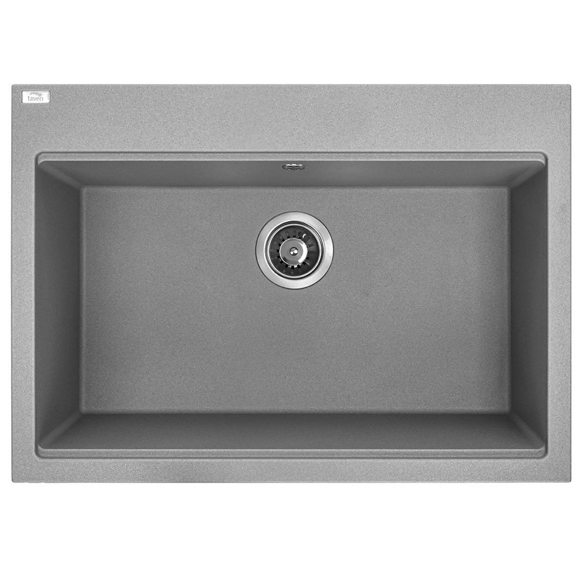 EINBAUSPÜLE TAU Grau, Einzelbecken, 50/70/21,5 cm - Grau, Stein (50/21.5/70cm) - bad land