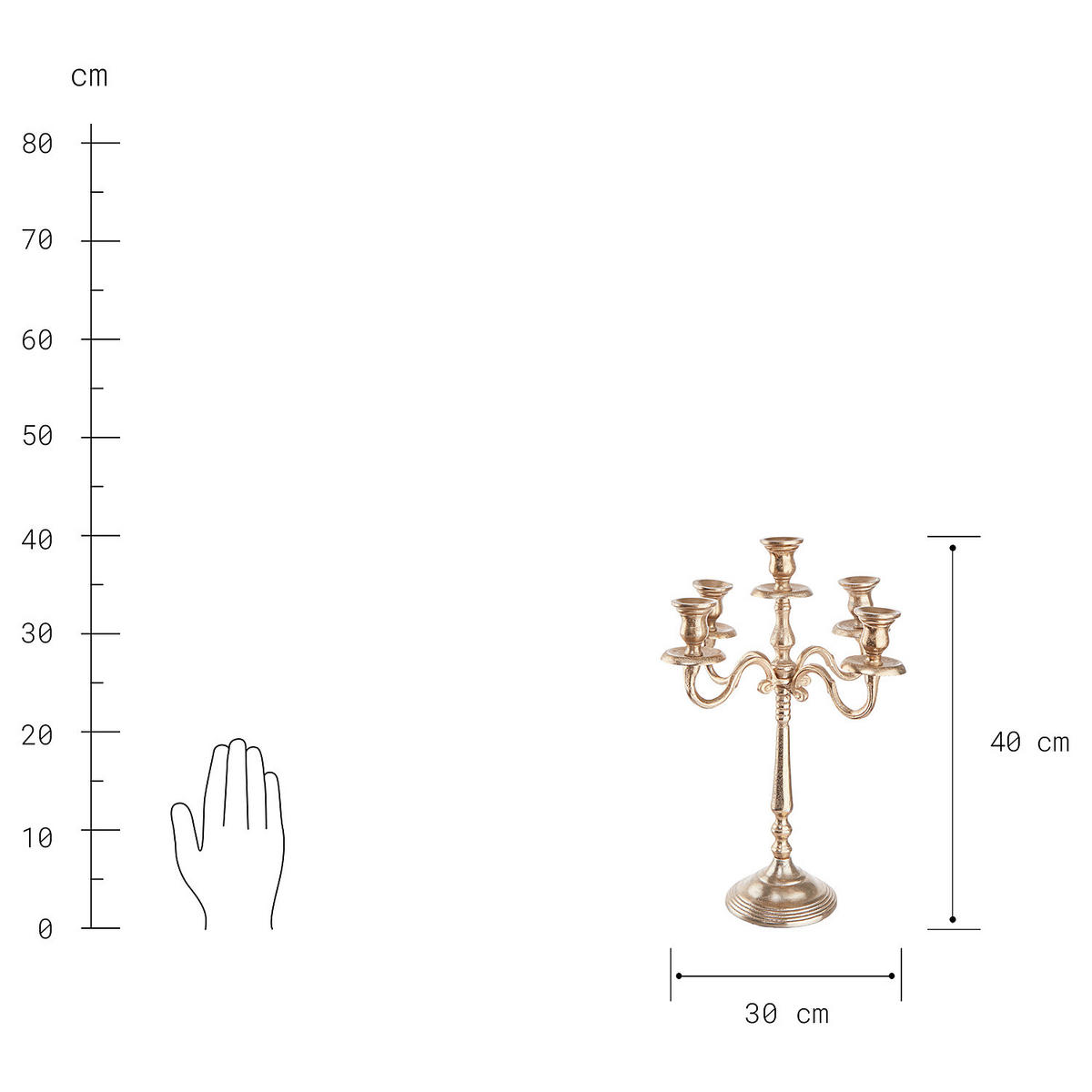KERZENHALTER Bohemian - Goldfarben, Metall (30/40/30cm) - Butlers