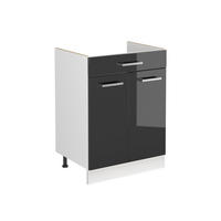 SPÜLENUNTERSCHRANK R-Line, Anthrazit Hochglanz/Weiß, 60 cm ohne Arbeitsplatte - Anthrazit/Weiß, Holzwerkstoff (60/81.6/46cm) - Vicco