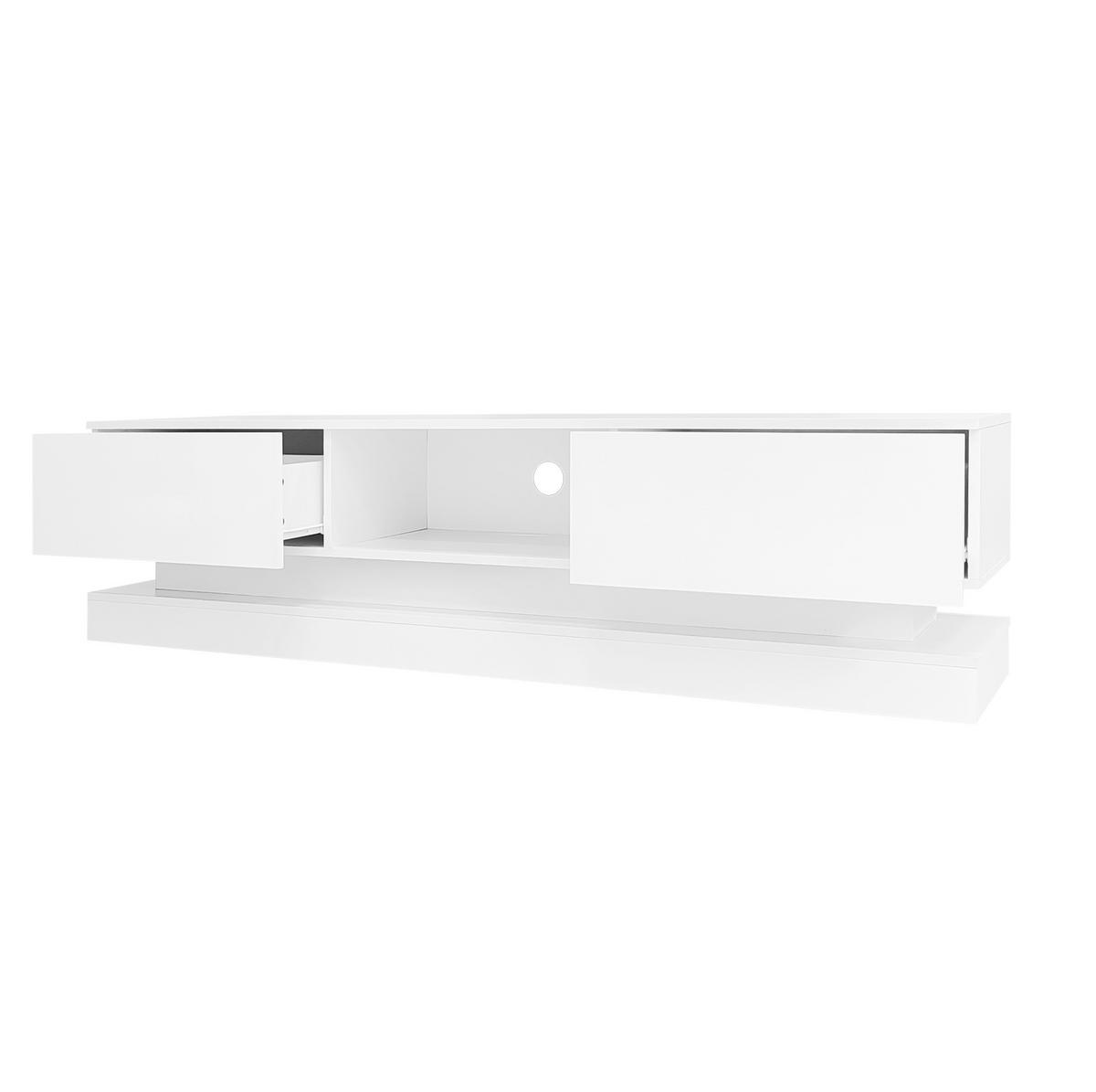 TV-LOWBOARD 160/35/40,5 cm mit 2 Schubladen und LED-Beleuchtung - Weiß, Holzwerkstoff (160/40.5/35cm) - BEAOK