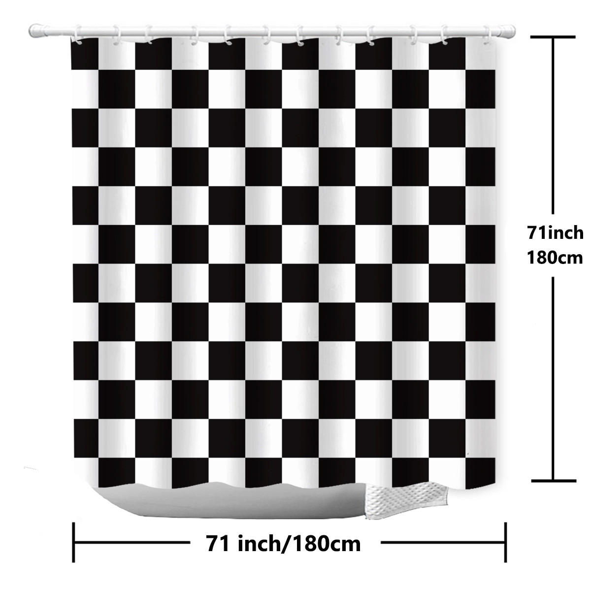 DUSCHVORHANG Schwarz Weiß kariert 180 x 180 cm wasserdicht fürs Badezimmer - Multicolor, Textil (180/180cm) - MCBOSON