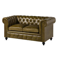 SOFA 2-Sitzer Echtleder 158x82x75 grün CHESTERFIELD #302 - Grün, Leder (162/75/82cm) - Massivmoebel24